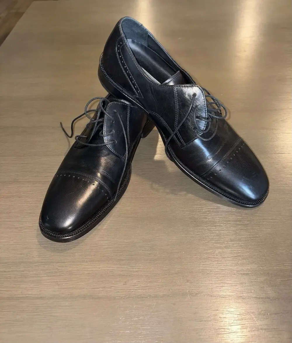Johnston & Murphy Men’s Black Leather Cap Toe Derby Dress Shoes 9.5
